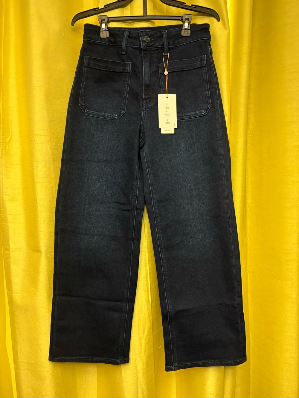 High-Waist Wide-Leg Cropped Women’s Jeans - Blue